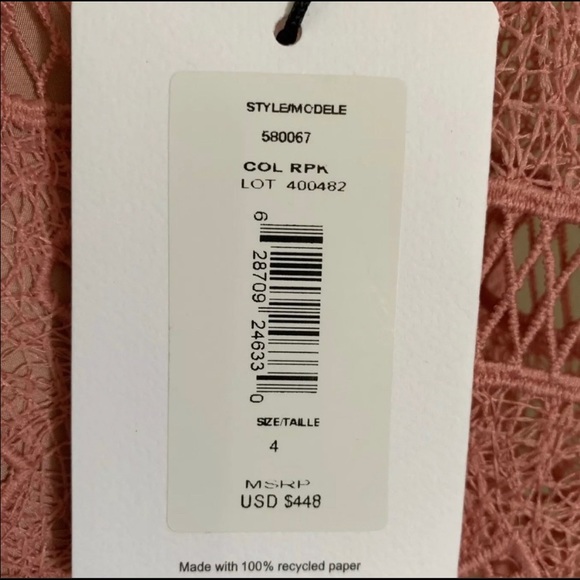 AMUR Lace dress GORGEOUS new Pink sz 4 - Picture 6 of 6